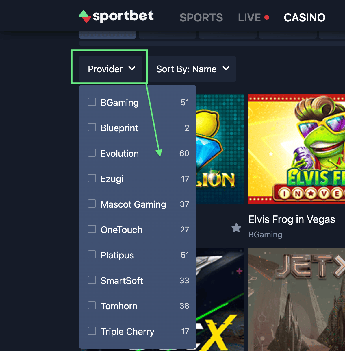 Sportbet.one Game Providers