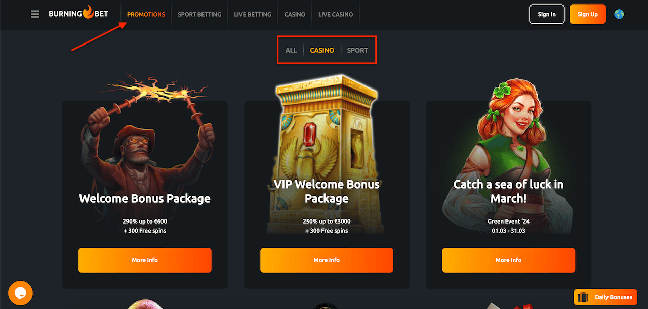 Casino Bonuses burningbet