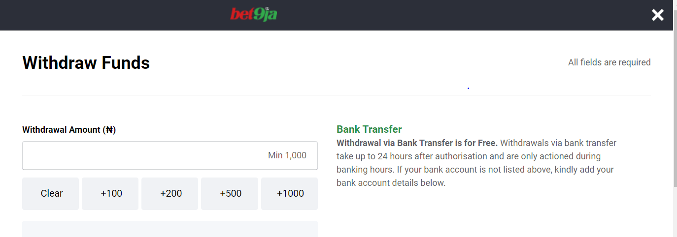 Withdrawals Bet9ja