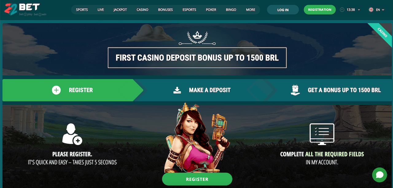 22bet casino welcome bonus 