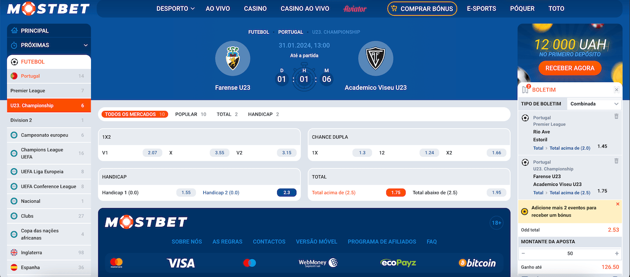 Principais tipos de apostas Mostbet
