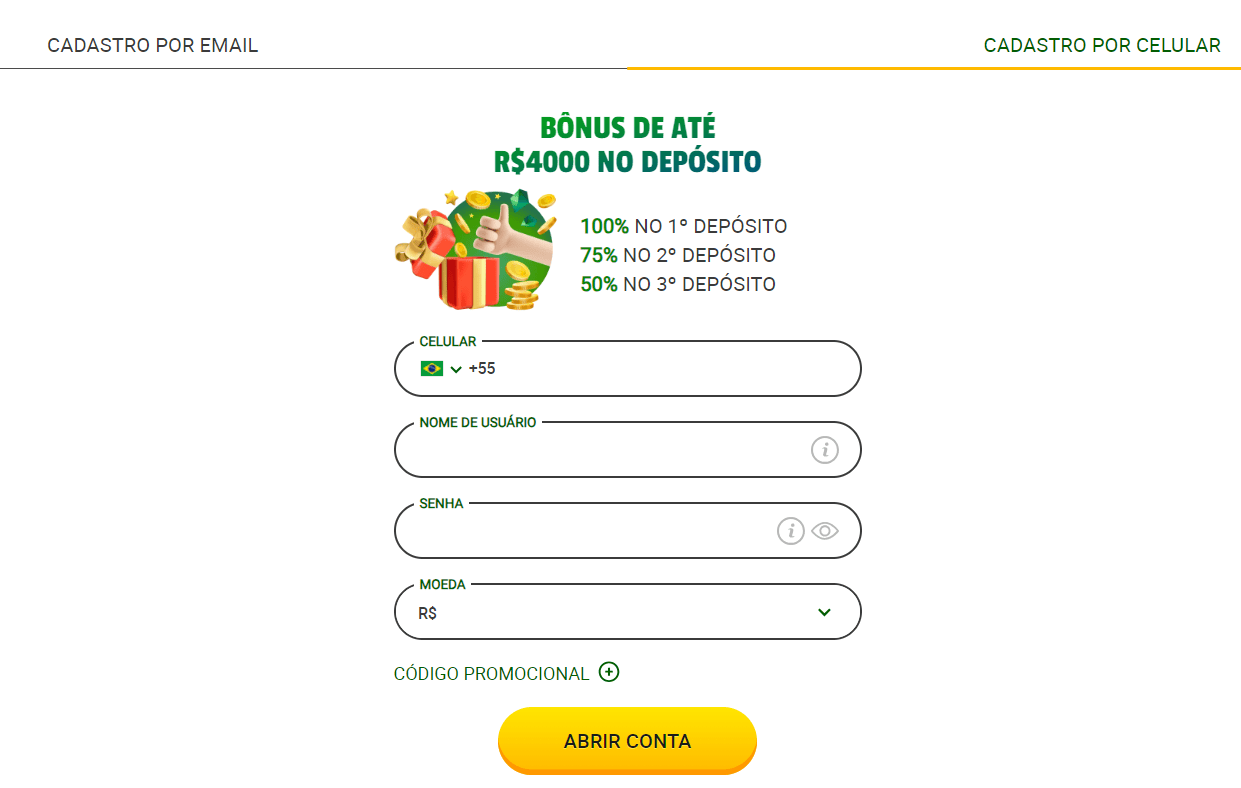 Como preencher as informações no sítio brazino777