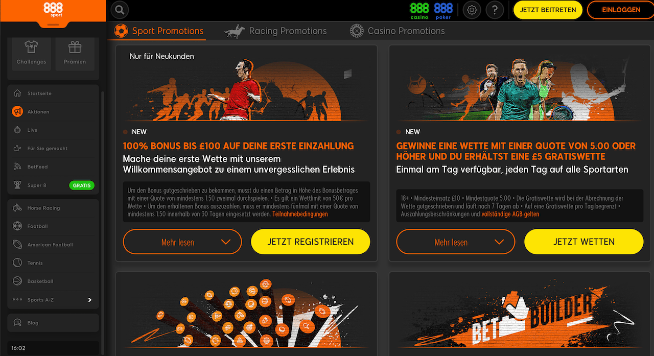Promotionen und Boni bei 888Sport.com