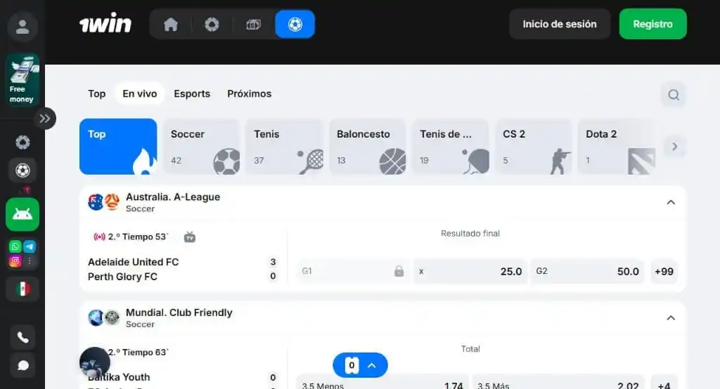 1win sport betting live