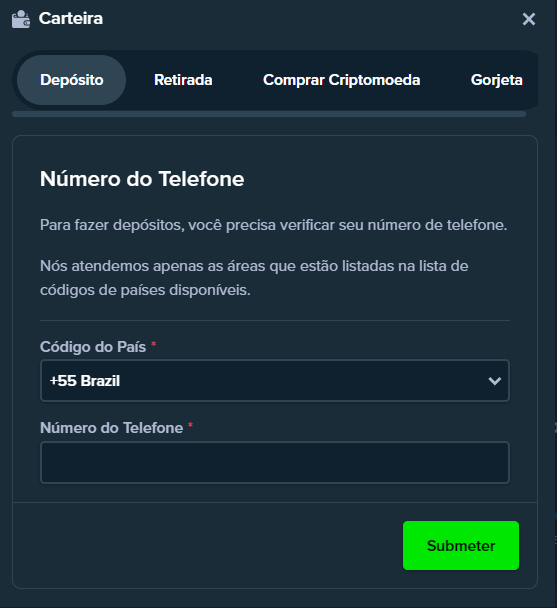 verificação do seu número de telefone