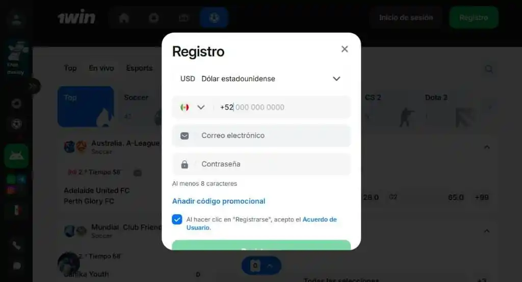 1win registration