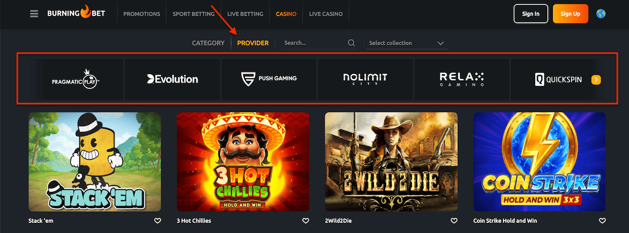 providers burningbet