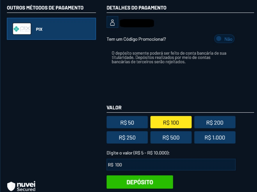 depósito na Galera Bet
