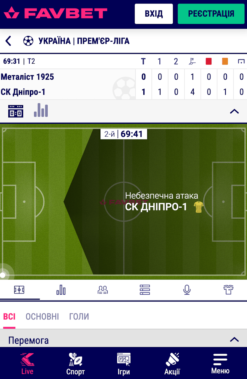 Live-ставки через приложение фавбет