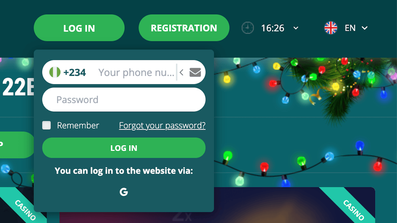 How to log in to 22bet