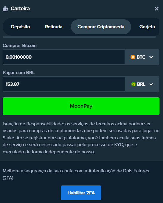 Selecione a cripto 