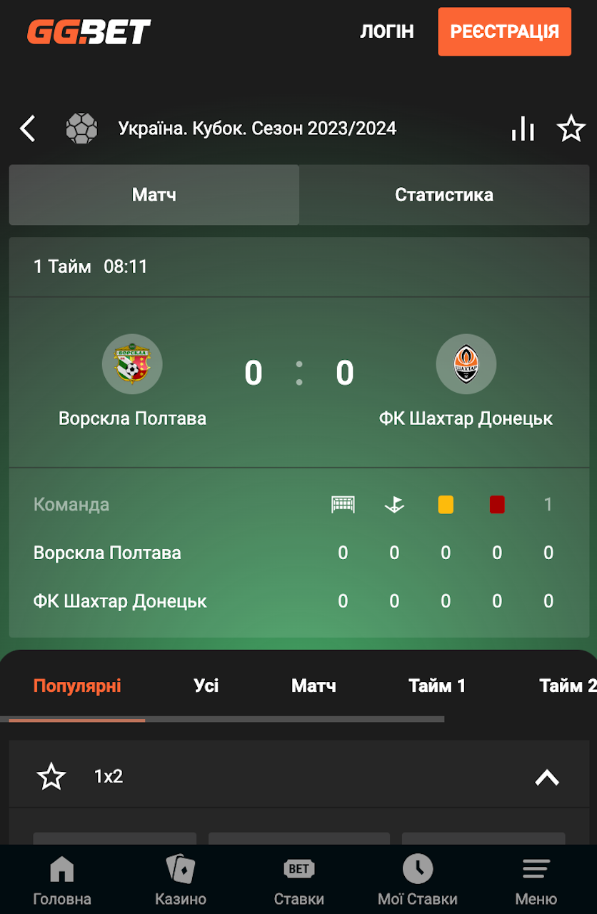 Як робити ставки з додатка ГГбет