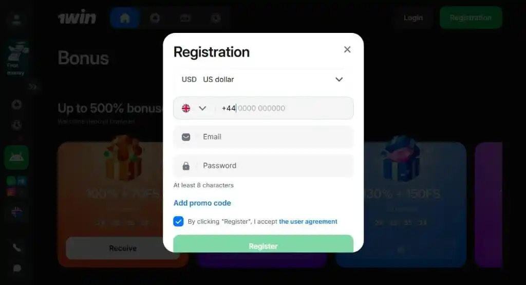 1win registration