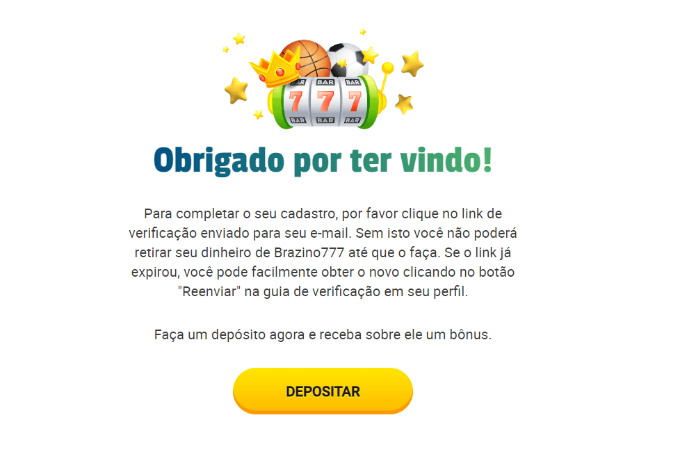 confirmação do registo no sítio brazino777