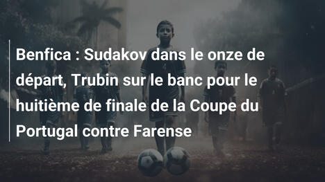 Benfica : Sudakov dans le onze de départ, Trubin sur le banc pour le huitième de finale de la Coupe du Portugal contre Farense