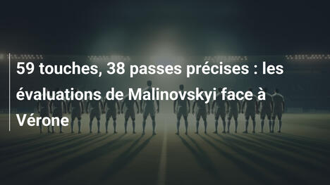 59 touches, 38 passes précises : les évaluations de Malinovskyi face à Vérone