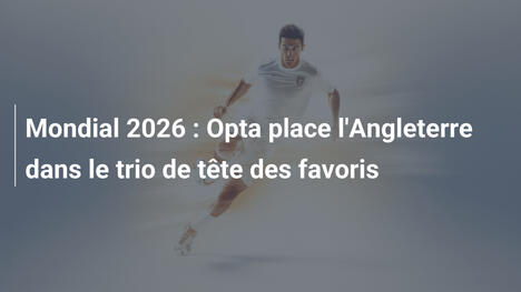 Mondial 2026 : Opta place l'Angleterre dans le trio de tête des favoris