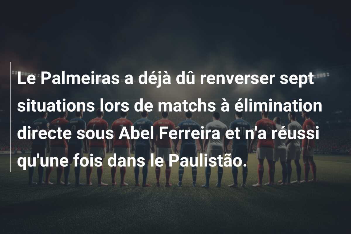 Le Palmeiras a déjà dû renverser sept situations lors de matchs à élimination directe sous Abel Ferreira et n’a réussi qu’une fois dans le Paulistão.