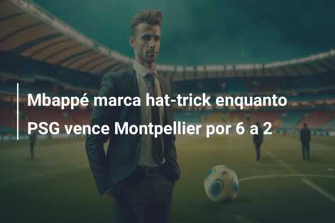 Mbappé marca hat-trick enquanto PSG vence Montpellier por 6 a 2