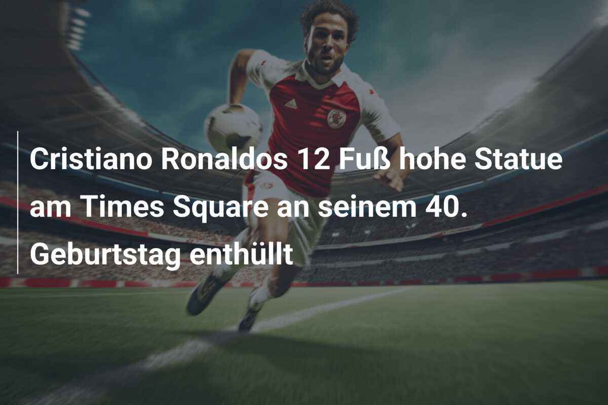 Cristiano Ronaldos 12 Fuß hohe Statue am Times Square an seinem 40. Geburtstag enthüllt