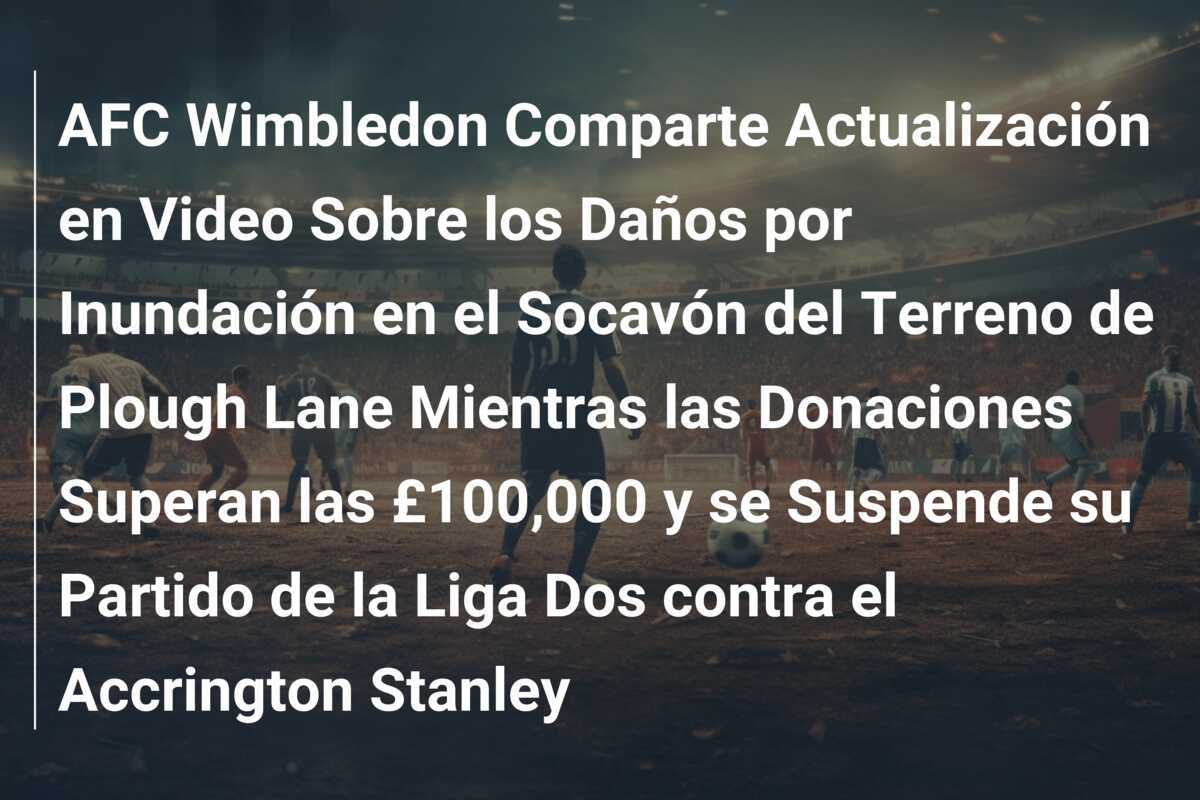 AFC Wimbledon Comparte Actualización en Video Sobre los Daños por Inundación en el Socavón del Terreno de Plough Lane Mientras las Donaciones Superan las £100,000 y se Suspende su Partido de la Liga Dos contra el Accrington Stanley