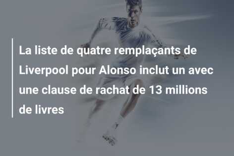 La liste de quatre remplaçants de Liverpool pour Alonso inclut un avec une clause de rachat de 13 millions de livres