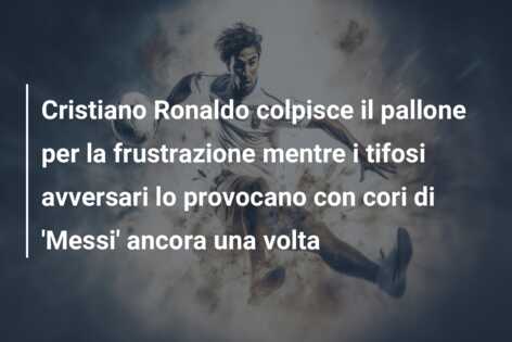 Cristiano Ronaldo colpisce il pallone per la frustrazione mentre i tifosi avversari lo provocano con cori di ‘Messi’ ancora una volta