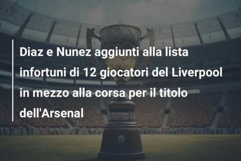 Diaz e Nunez aggiunti alla lista infortuni di 12 giocatori del Liverpool in mezzo alla corsa per il titolo dell’Arsenal