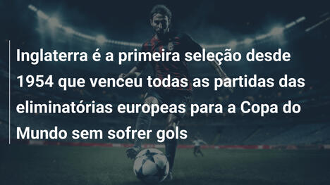 Inglaterra é a primeira seleção desde 1954 que venceu todas as partidas das eliminatórias europeas para a Copa do Mundo sem sofrer gols