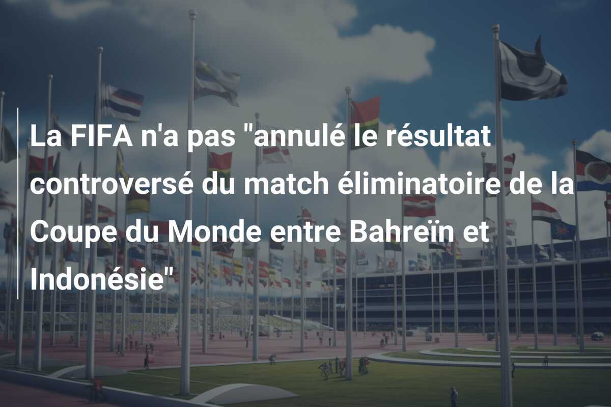 La FIFA n'a pas "annulé le résultat controversé du match éliminatoire de la Coupe du Monde entre Bahreïn et Indonésie"