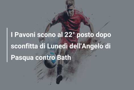 I Pavoni scono al 22° posto dopo sconfitta di Lunedì dell’Angelo di Pasqua contro Bath