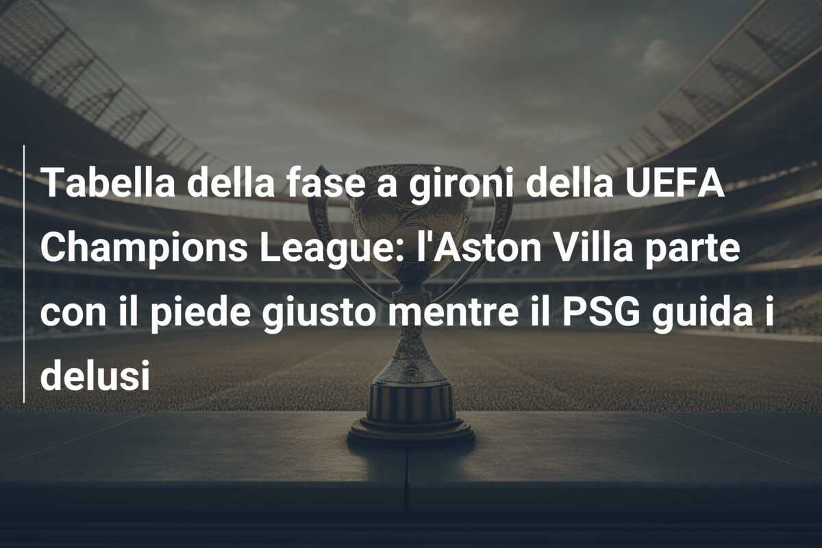 Tabella della fase a gironi della UEFA Champions League: l'Aston Villa parte con il piede giusto mentre il PSG guida i delusi
