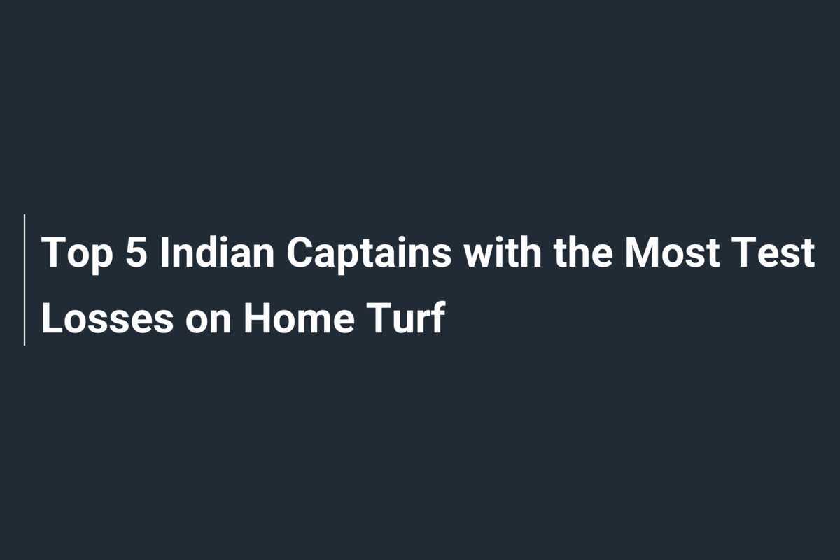 Top 5 Indian Captains with the Most Test Losses on Home Turf
